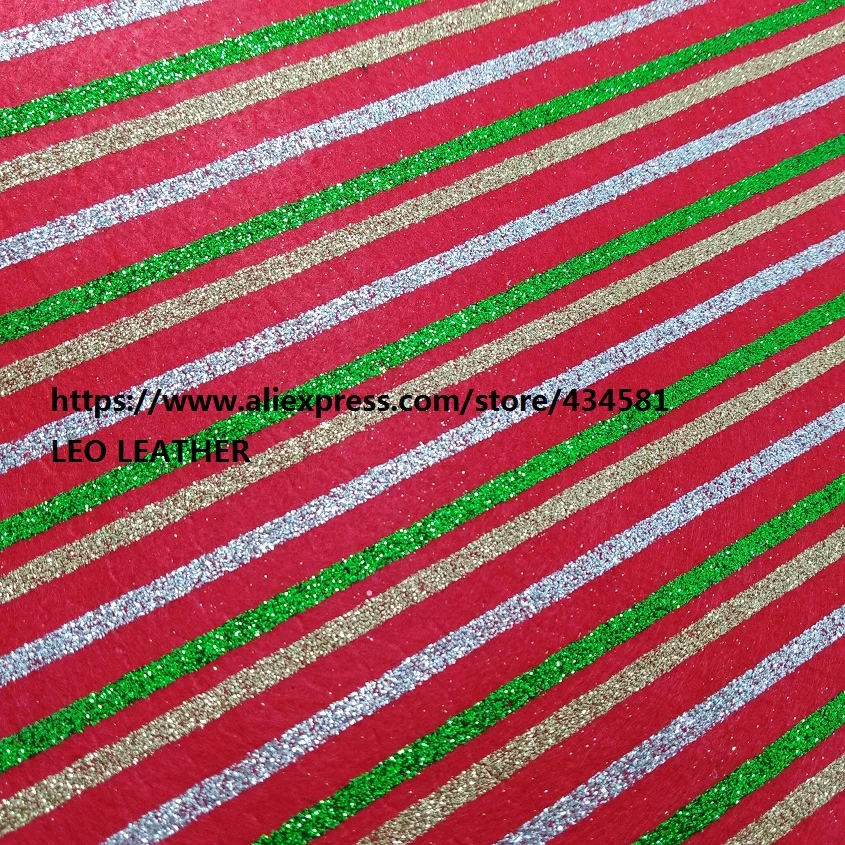 

3PCS 21x29cm Christmas Felt with Printed Glitter Stripes on Felt for DIY accessories 3S09A