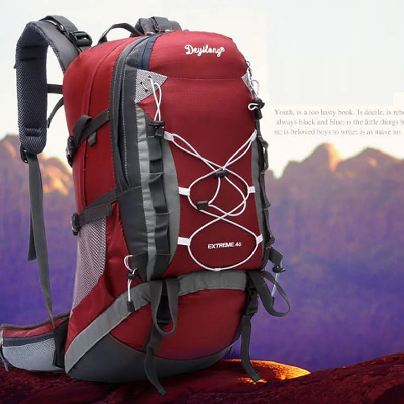 Quality outdoor mountaineering bags 40l waterproof with detachable shelves mountaineering bags hiking backpack trip
