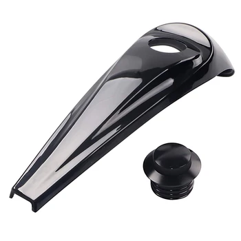 

Gloss Black Smooth Dash Fuel Console Gas Tank Cap Cover for Harley Touring 08-18