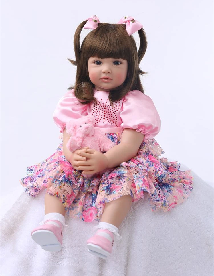 

Pursue 24"/60cm Reborn Baby Soft Body Real Life Beautiful Princess Girl Doll Ann Weighted for Cuddle Toddler Doll with Long Hair