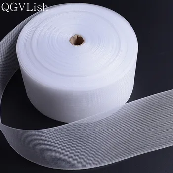 

QGVLish 50M Transparent Mesh Curtain Tape Belt For Hanging Tie Rings Roman Rod Punch Circles Curtain Accessories DIY Encryption