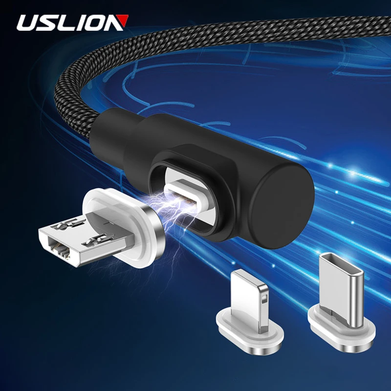 

USLION Magnetic Cable Micro USB Type C Fast Charger Charging For iPhone XS X 8 7 Magnet Android Phone Cable Cord for Samsung S9