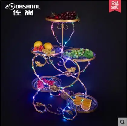 

Light three - layer fruit dish bar KTV iron art refreshments