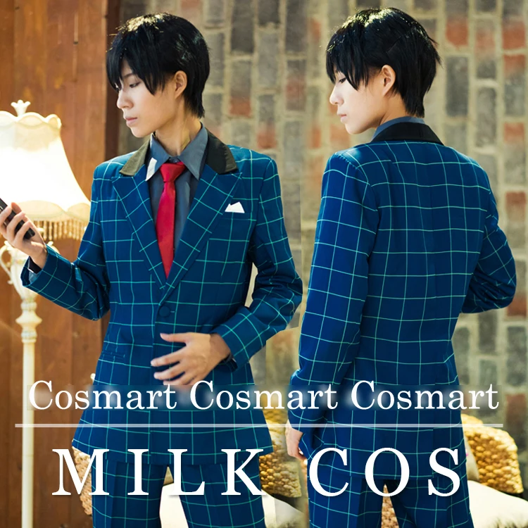 

[Customize]Anime Free!figure Nanase Haruka Team Precious Birthday Blue Square pattern Suit Uniform Cosplay costume New free ship