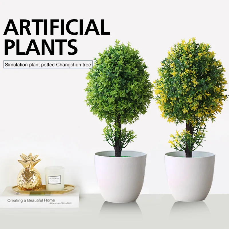 

Simulation Flower Artificial Plant Simulated Potted Plants Home Decor Balcony Beautiful Evergreen Tree Fashion