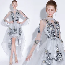 Великолепные коктейльные платья с вышивкой Вечерние платья с коротким передом и длинной спиной Элегантные платье-трапеция на вечеринки Платье на выпускной