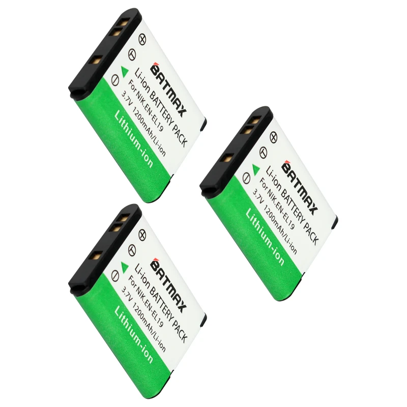

3Pcs EN-EL19 EN EL19 ENEL19 Rechargeable Camera Batteries for Nikon S2500 S2600 S2700 S3100 S3200 S3300 S3500 S4100 S4150 S6500
