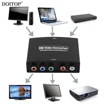 DOITOP 1080P HD Video HDMI to RGB Component (YPbPr) Video + R/L Audio Adapter Converter HD TV HDMI to YPBPR Converter Adapter
