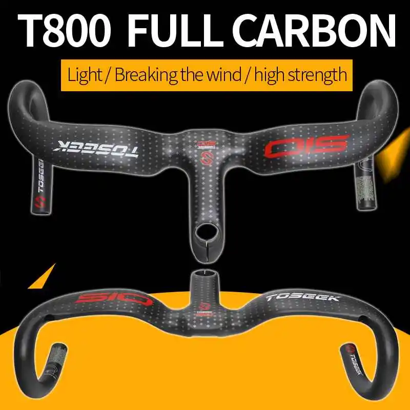 

NEW TOSEEK 510 Road Bike Accessories Integrated Handlebar Stem Full Carbon Fiber Bicycles Parts UD Matte