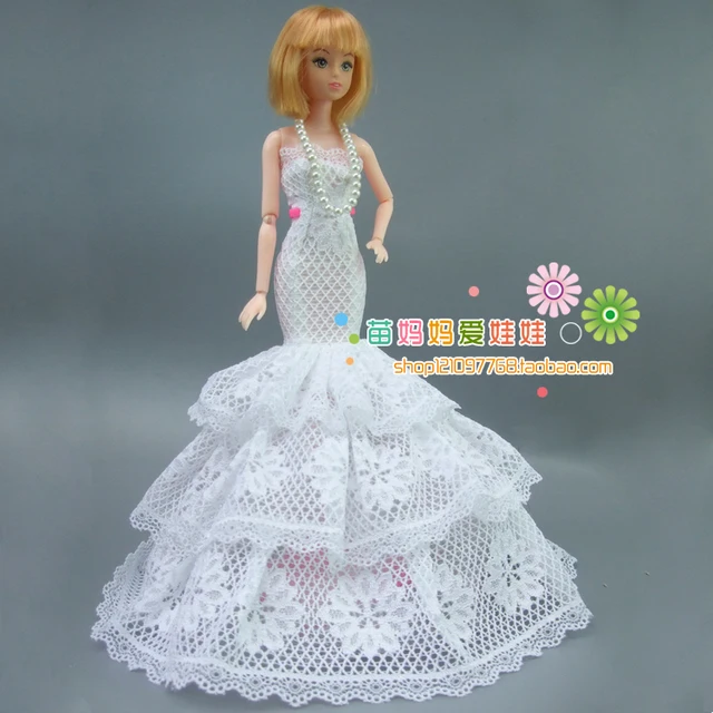 envío libre 1 unidades blanco vestido de novia para muñeca barbie