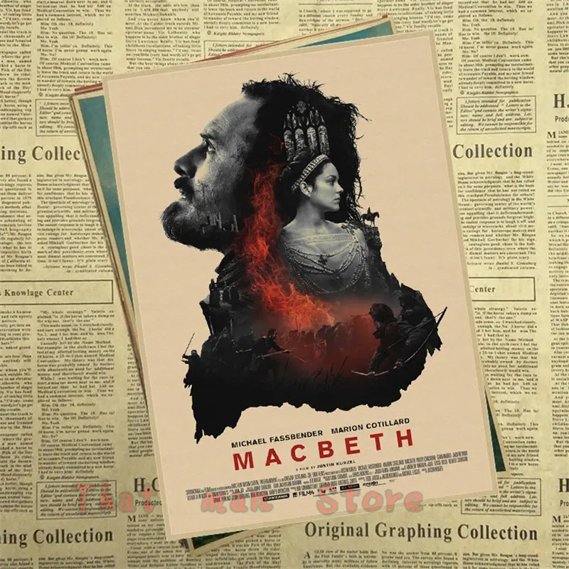 Macbeth плакат домашний декор крафт плакат рисунок ядро наклейки на стену 42*30 см - Цвет: Белый