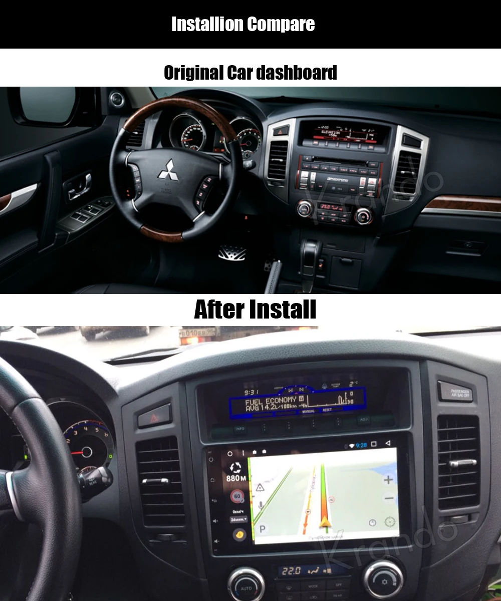 Best Krando Android 7.1 9" (no dvd) car audio navigation gps for Mitsubish Pajero 2006-2011 radio multimedia entertainment system 2