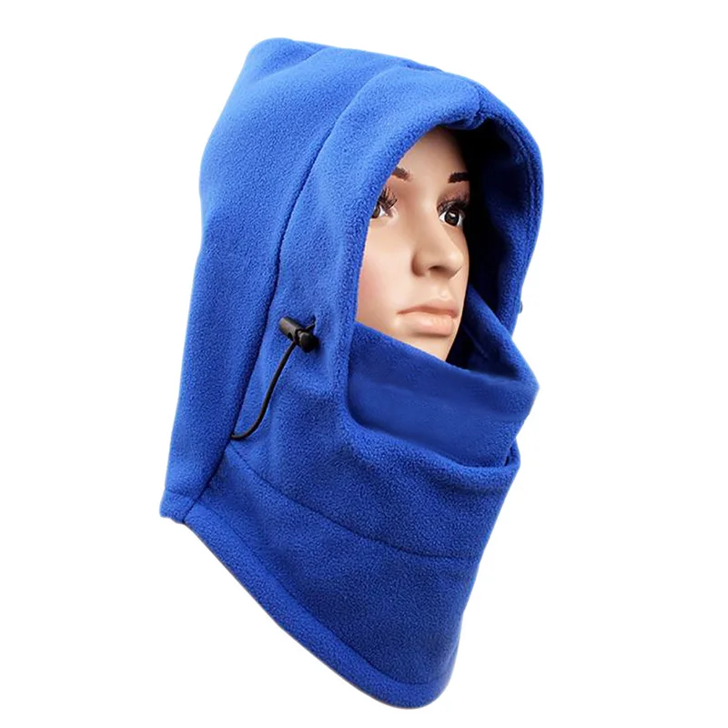 Зимняя мужская и женская ветрозащитная Теплая Флисовая защитная маска с капюшоном для лица и шеи, защитная маска для работы на открытом воздухе, защитная одежда, аксессуары - Цвет: Синий