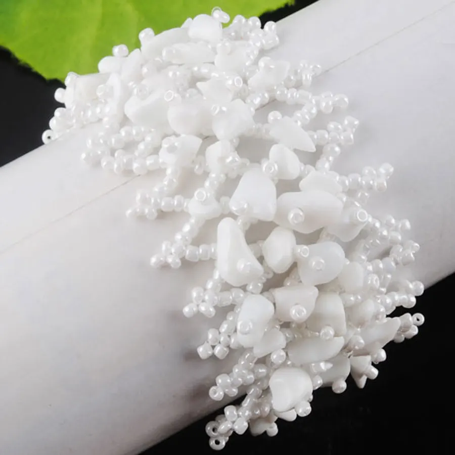 White Jade IK3027 Новая мода бисер чип тканый регулируемый браслет драгоценный камень 4~ 8 мм IBK301A - Окраска металла: White Jade IK3027