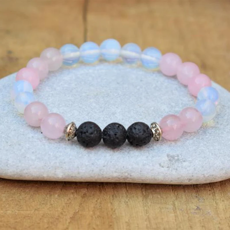 8mm Rose Quartzs Stretchy Bracelet Femme Lava Stone Wrist Healing Energy Bracelet|Wrap Bracelets| - AliExpress