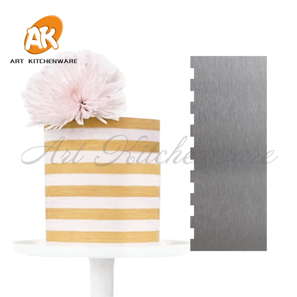  1pc Stripe Cake Scraper Baking Pastry Spatulas Stainless Steel Cream Scraper Fondant Cake Decoratin