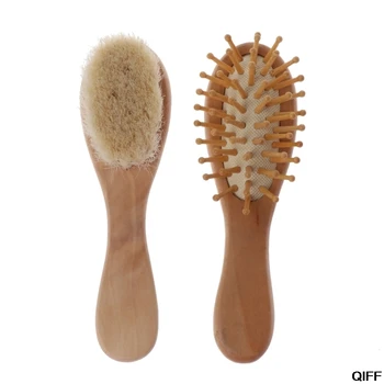 

Drop Ship&Wholesale 2Pcs/Set Newborn Wooden Brush Comb Baby Boy Girl Soft Hair Brush Head Massager May06