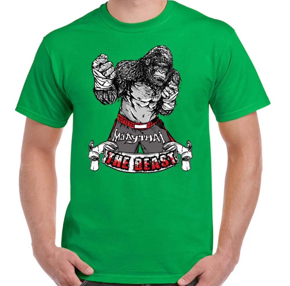 Muay Thai Gorilla The Beast Mens Funny Gym Hoodie MMA Kick Boxing Training Top