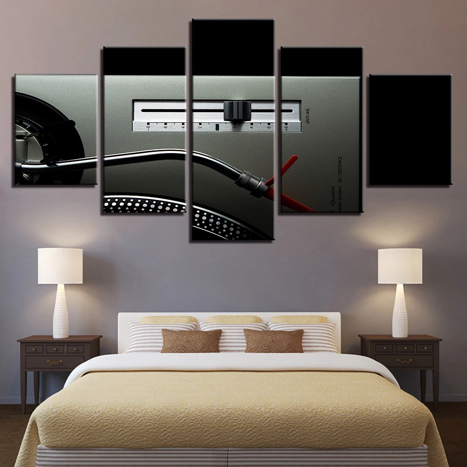 

Home Wall Art Framework Canvas Pictures HD Prints Poster 5 Pieces DJ Music Turntables Console Painting For Living Room Bar Decor