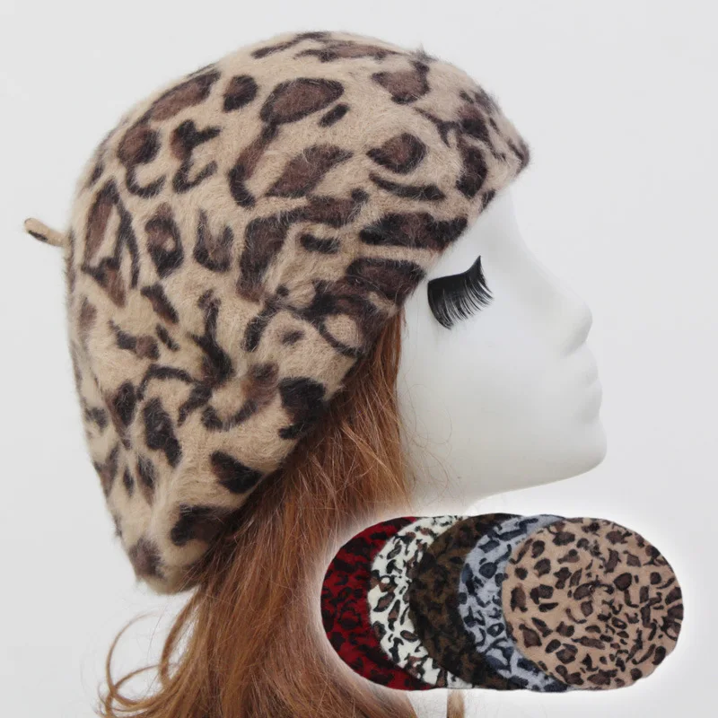 Модные корейские осенне-зимние женские сексуальные береты, винтажная леопардовая шапка с принтом, шапка бини, женские повседневные Шапки H9