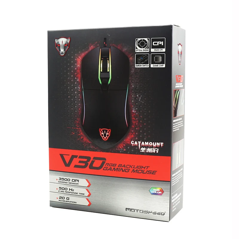 Motospeed V30 RGB Программирование 3500 точек/дюйм игровая геймерская мышь USB компьютерная Wried оптическая мышь с подсветкой дыхательная светодиодная для ПК игры