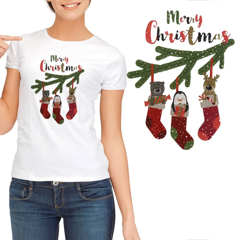 

2019 Christmas Santa Claus Patch Heat Press Stickers For Kids Ironing Transfers DIY Accessory Appliques Festival Patches Badges