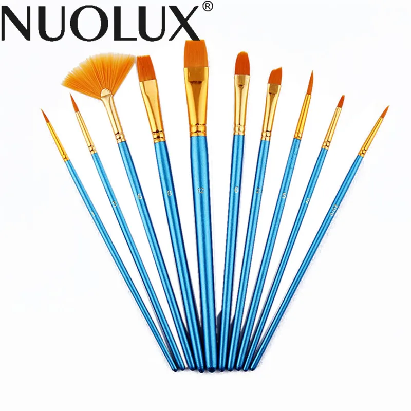 

10pcs Paint Brushes Art Set For Acrylic/Oil/Watercolor Painting Nylon Wool Blue Bar