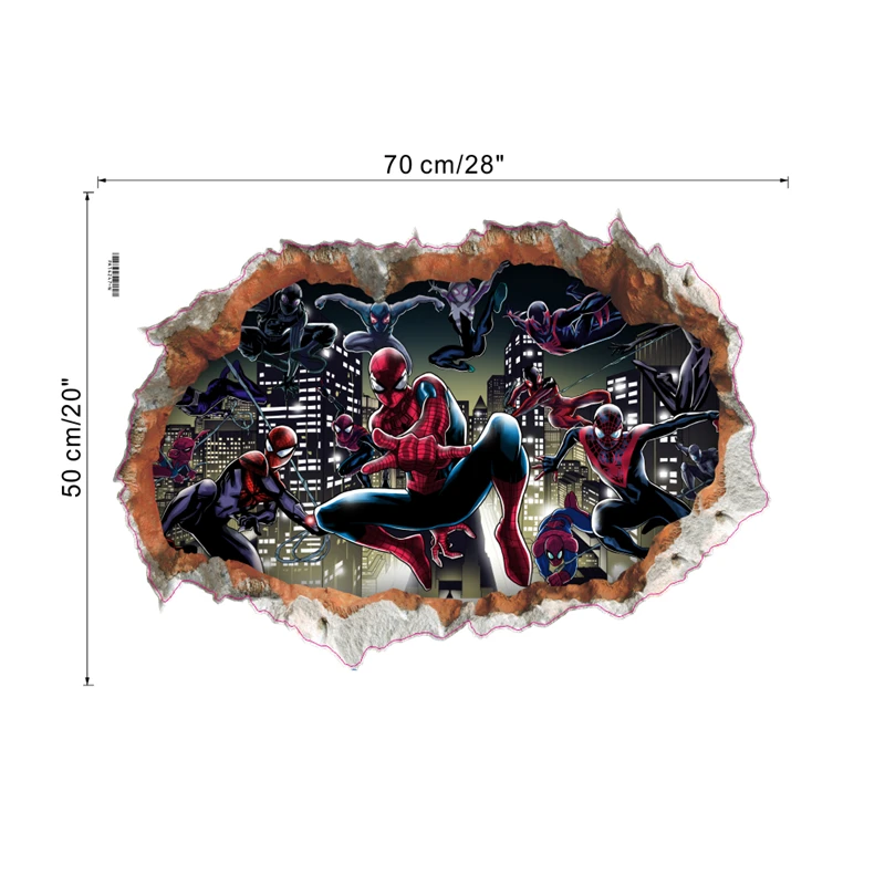 Горячие 3d отверстия Человек-паук наклейки на стены для детей комнаты домашний декор мультфильм фильм пробивая стены наклейки ПВХ Фреска подарки для мальчиков