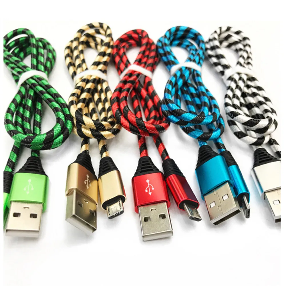 2A fast charging ribbed zebra weave data line charger, smart phone fast