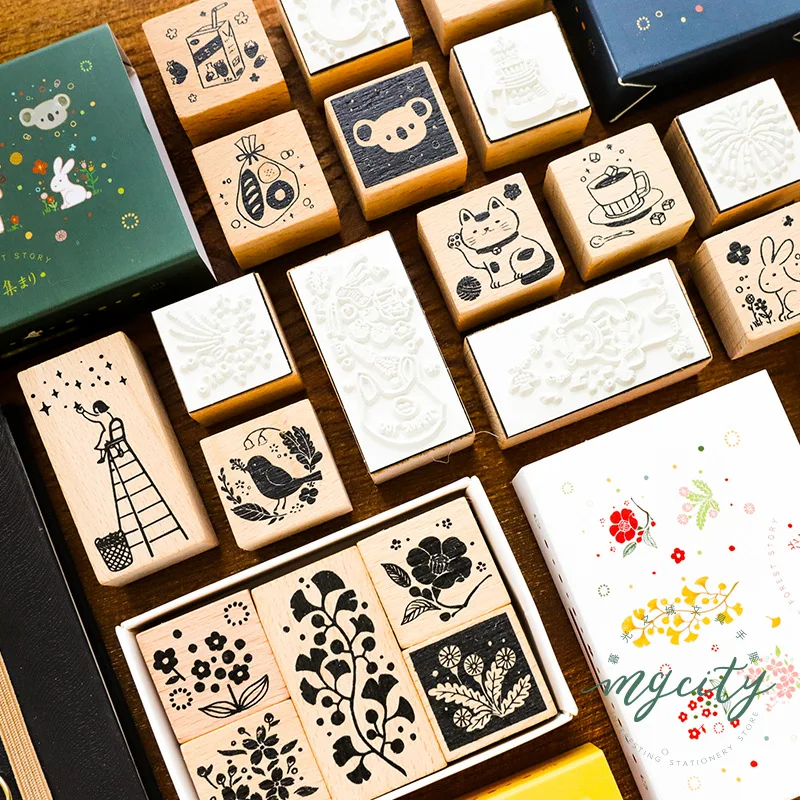 

5Pcs/Lot Vintage The Night of Forest Story wood stamp Set DIY wooden rubber stamp for scrapbooking stationery scrapbooking stamp