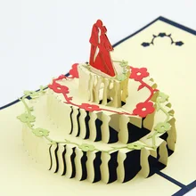 Qubiclife свадебные приглашения свадебный торт пользовательские 3D трехмерная бумаги вырезать карта Creative любовь Корея