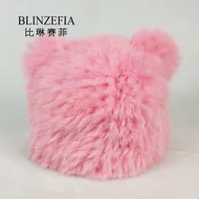 BLINZEFIA 2019 Knitted Real Rabbit Fur Winter Hats Bonnet Women Warm Cat Ears Shape Fur Cap Beanies Muts Gorro BZ6011 BLINZEFIA 2019 Knitted Real Rabbit Fur Winter Hats Bonnet Women Warm Cat Ears Shape Fur Cap Beanies Muts Gorro BZ6011