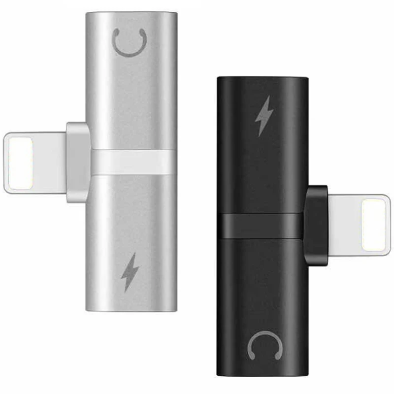 Dual ports 8 pin charger dock splitter adapter audio earplug earbuds