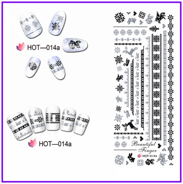 3 шт./лот, наклейки для ногтей, татуировки, водная наклейка, полное покрытие, Рождество, лебедь, кружево, олень, кролик, снег, хлопья, HOT13-15