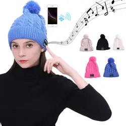 Бесплатная страуса Bluetooth музыка шляпа Для женщин наушники зимние уличные наушники смарт-Кепки Динамик с микрофоном Bluetooth Hat K2830
