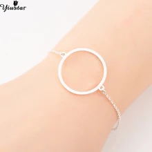 Yiustar Fashion Simple Bracelet Circle Round Bracelets for Girls Charms Adjustable Bracelet Stainless Steel Bridesmaid Gifts