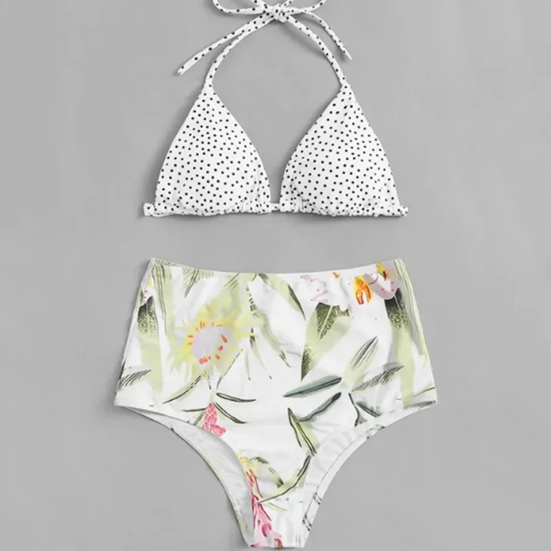 

New Sexy Polka Dot High Waist Bikini Swimsuit Stripe Swimwear Print Bandage Biquinis Feminino 2019 Bathing Suit Women Bikini Set
