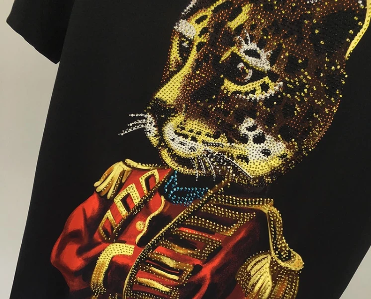 Новинка года fahison 19ss Новое модное поступление leopard duke royal diamond print вышивка футболка короткий рукав хлопок для мужчин
