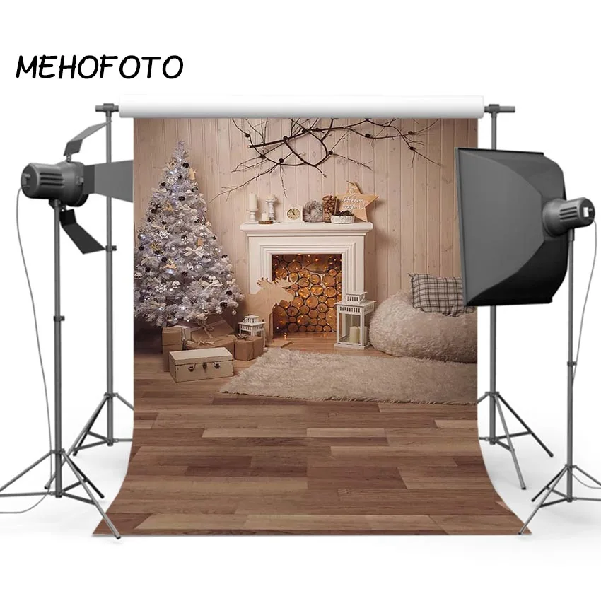 Фотофон для студийной фотосъемки с изображением дома камина деревянного