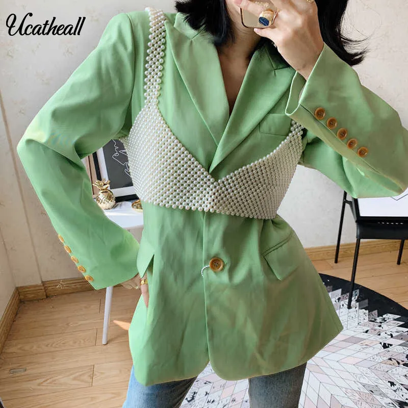 

Hand Made Pearls Crop Top Women Runway Sexy Outside Beading Tank Tops Camis Vadim Streetwear Clothes