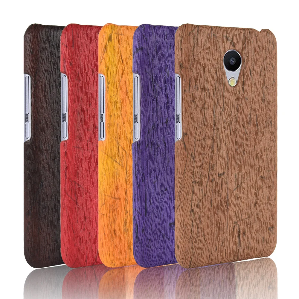 For Meizu M5C Case Hard PC+PU Leather Retro wood grain Phone 5C Meilan A5 Cover Wood for M |