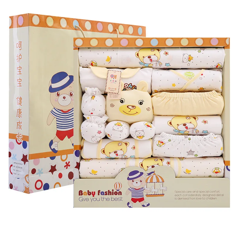 

High Quality Cotton Fashion Newborn Clothing Set Baby's Gift Sets Infant Cute Clothes Suit Unisex Child Accessories For 0-24M BB