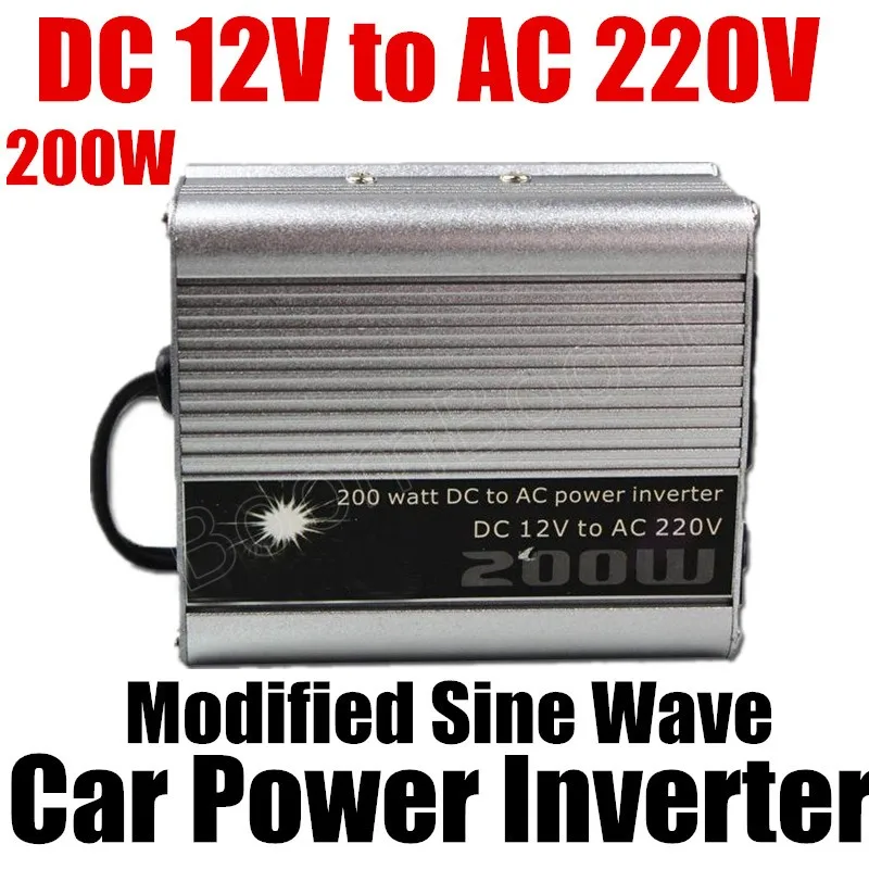

200W Portable Car Automotive Power Inverter Charger Converter DC 12V to AC 220V voltage transformer Modified Sine Wave