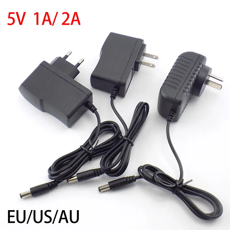 AC DC 5v 1A 2A 2000ma адаптер питания адаптер EU AU US Штекер 5,5 мм* 2,1 мм настенное зарядное устройство для светодиодной ленты светильник CCTV камера