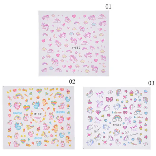 

Colorful Unicorn Stickers for Laptop Car Styling Phone Luggage Bike Motorcycle Nail Mixed Cartoon PVC Waterproof Sticker
