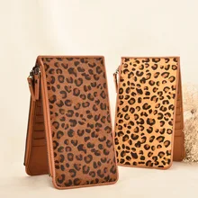 Дизайнерский Леопардовый кошелек из натуральной коровьей кожи винтажный Бизнес ID держатель для кредитных карт чехол для женщин кошелек Тонкий Органайзер Кошелек