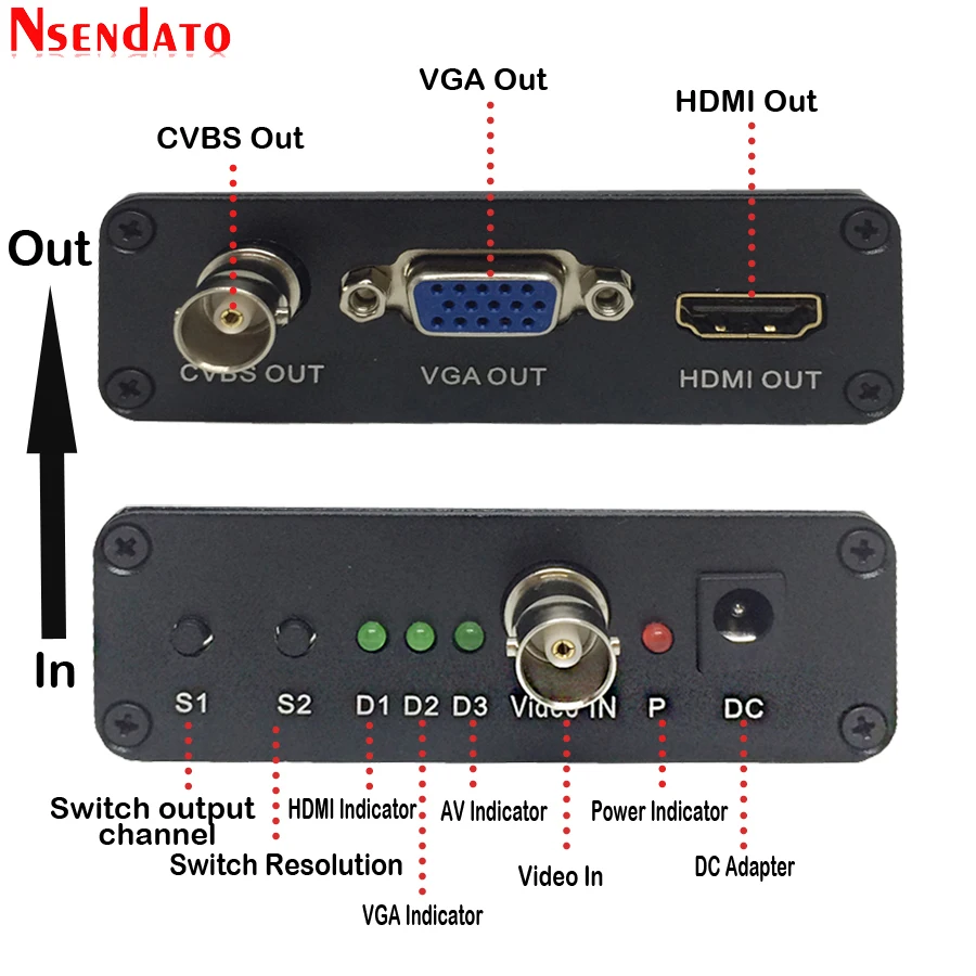 Full HD Поддержка автораспознавания 5MP 2MP 720P 1080P AHD к HDMI VGA CVBS преобразователь для