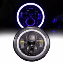 7 inch Round Blue Halo Ring Angle Eye DRL LED Headlights Daymaker Driving Lamp For Harley