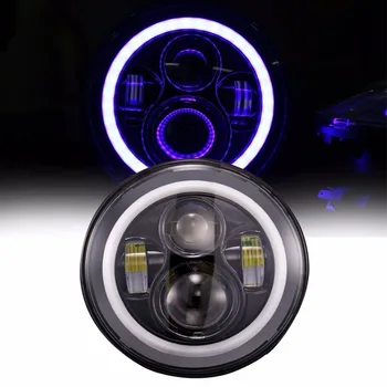 

7 inch Round Blue Halo Ring Angle Eye DRL LED Headlights moto Driving Lamp For FLS, FLSS, FLSTC, FLSTF Motorcycle