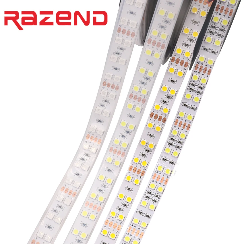 buy New DC 24V RGB led strip Double Row 120led m SMD 5050 waterproof Flexible ribbon 600 led tape light warm White 5m Free shipping